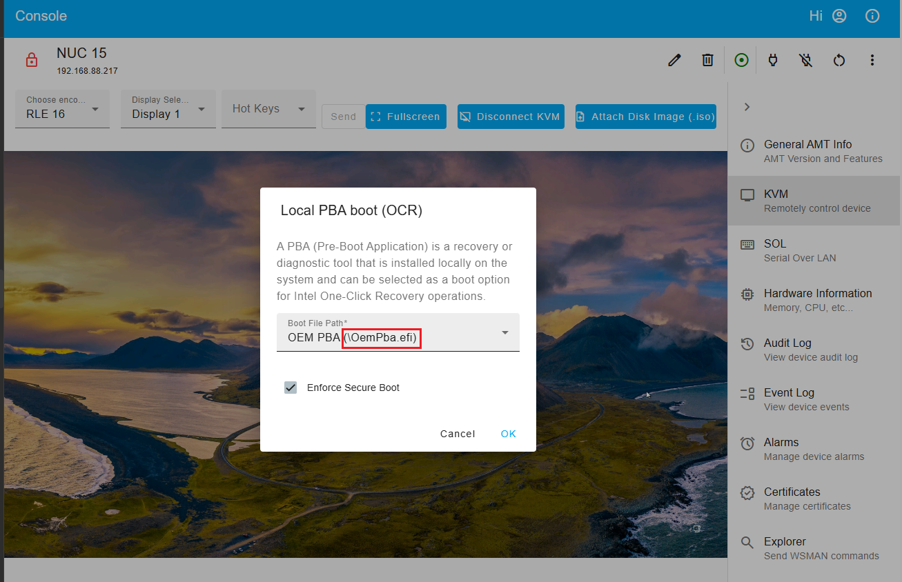 Figure 10: PBA Path registered with AMT